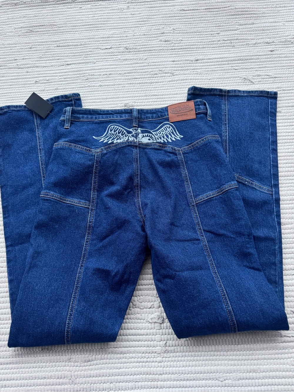 Von Dutch Graphic Jeans Y2K Dark Wash Flare Straight Leg Size 7/28 - Picture 9 of 9